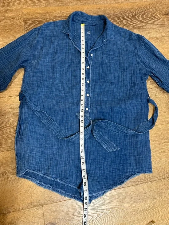 aerie Lightweight Chambray Blue Romper with Frayed Hem - Picture 8 of 13